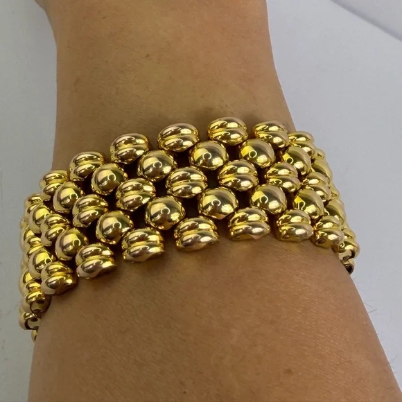 Vintage Swiss thick heavy gold plating panther link gold bracelet - 20 micron - Picture 12 of 16